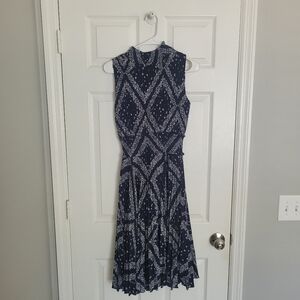NWOT Nanette Lepore Navy White Sleeveless Midi Dress SIZE 4